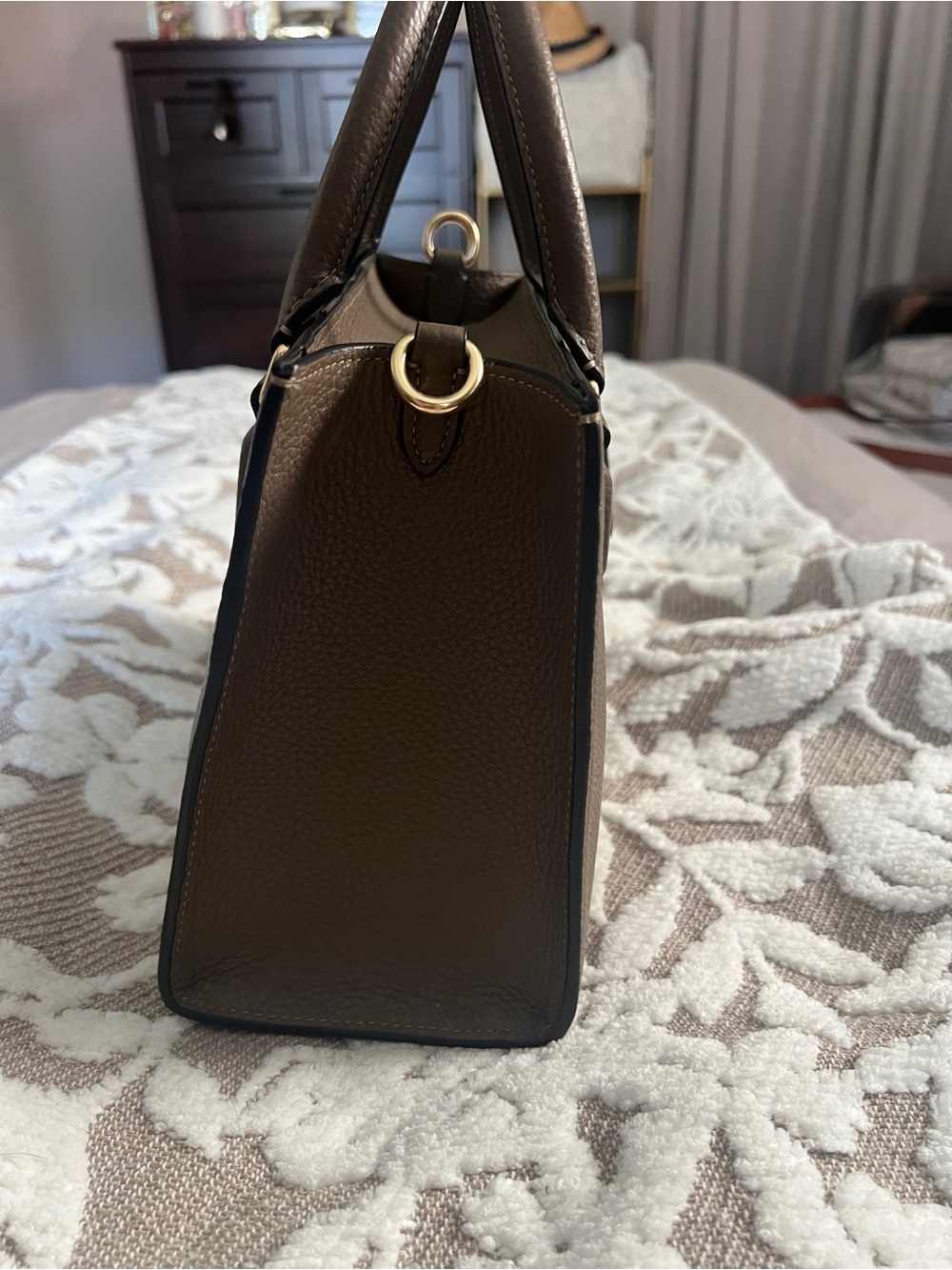 Coach Brown Leather Maggie Small Tote Bag comes with shoulder strap - Picture 3 of 6